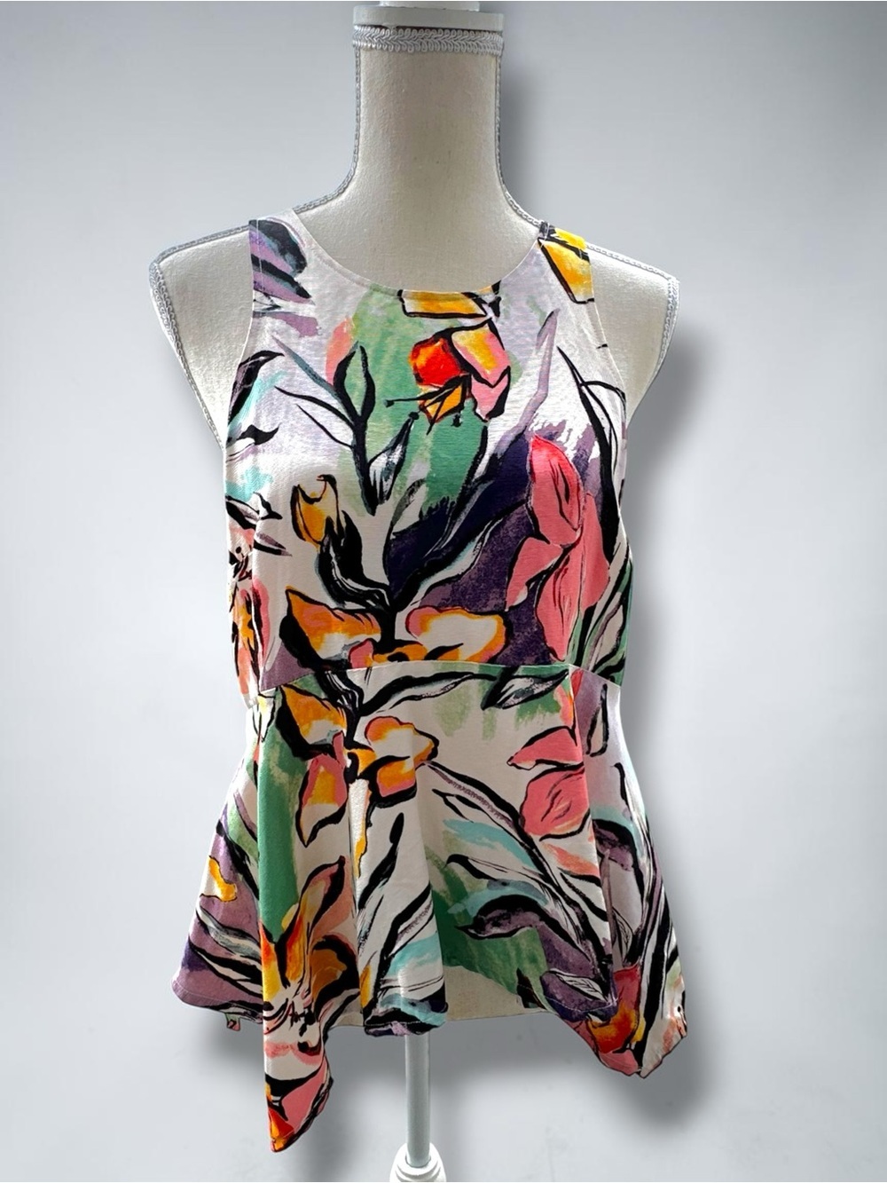 Anthropologie HD in Paris Lucille Peplum Blouse - Watercolor Floral - Size 8